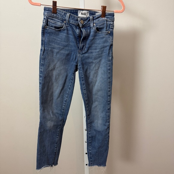 PAIGE Denim - Paige Denim Womens Skyline Ankle Peg Blue Jeans Raw Hem Size 24